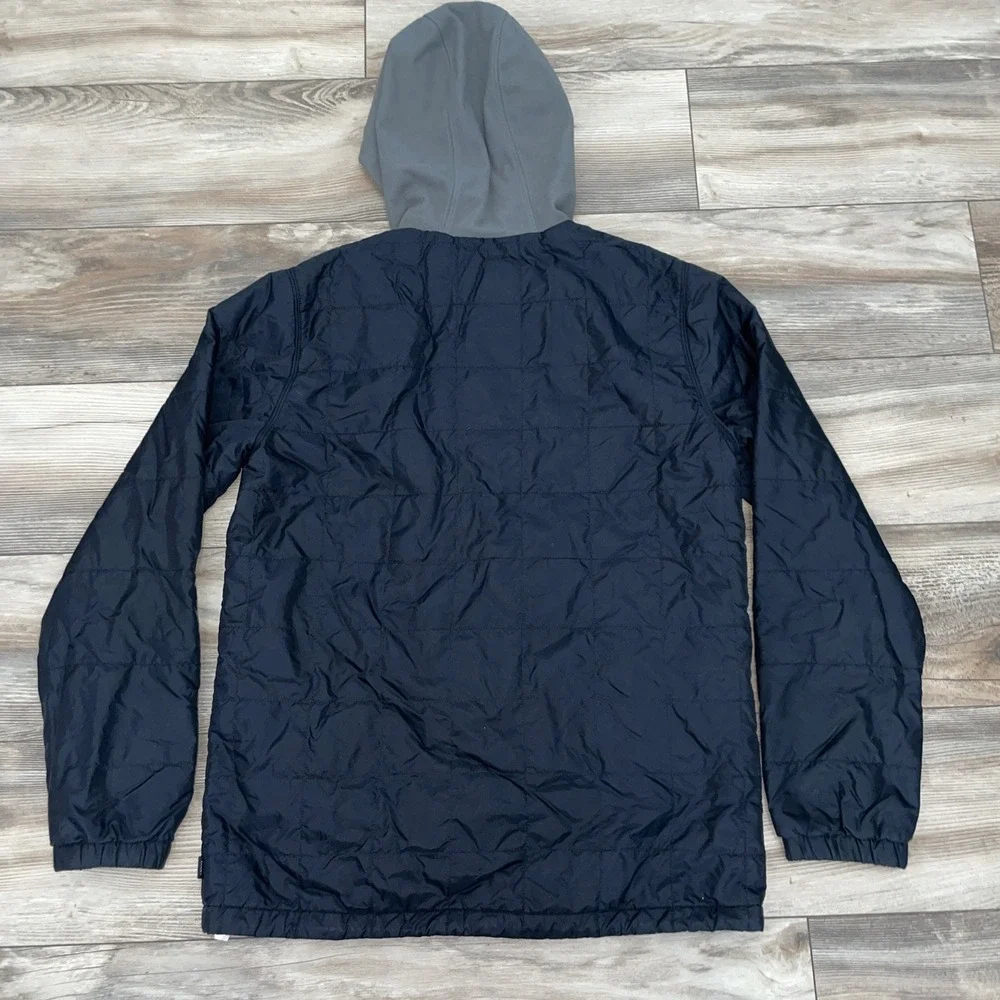 Vans Jacket Mens Medium Black Hooded Nylon Snap Windbreaker Quilted